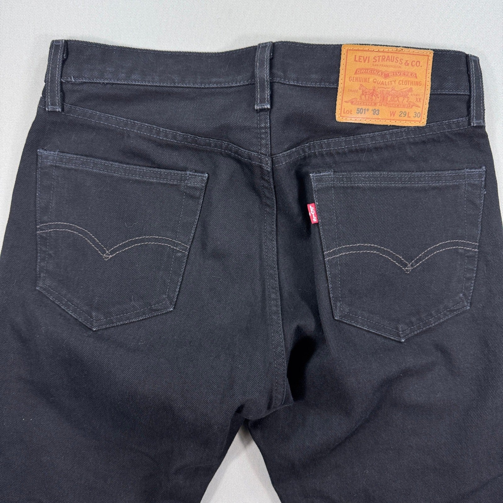 Levi's 501'93 Denim Jeans Big E Mens 29x30 Black Button Fly Straight Leg Premium