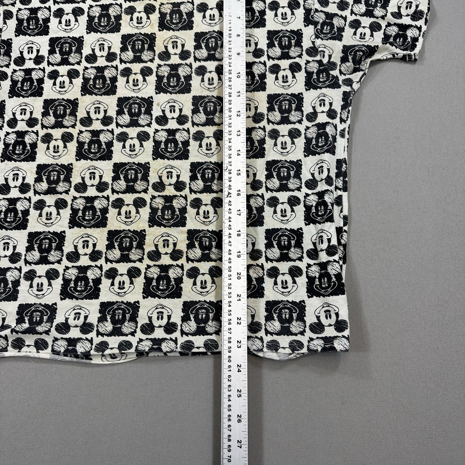 Vintage 90's Mickey Mouse Shirt Womens Small Black White Graphic Checkered