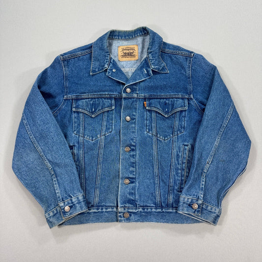 Vintage Levi's Denim Trucker Jacket Size 44 Orange Tab 75515-0212