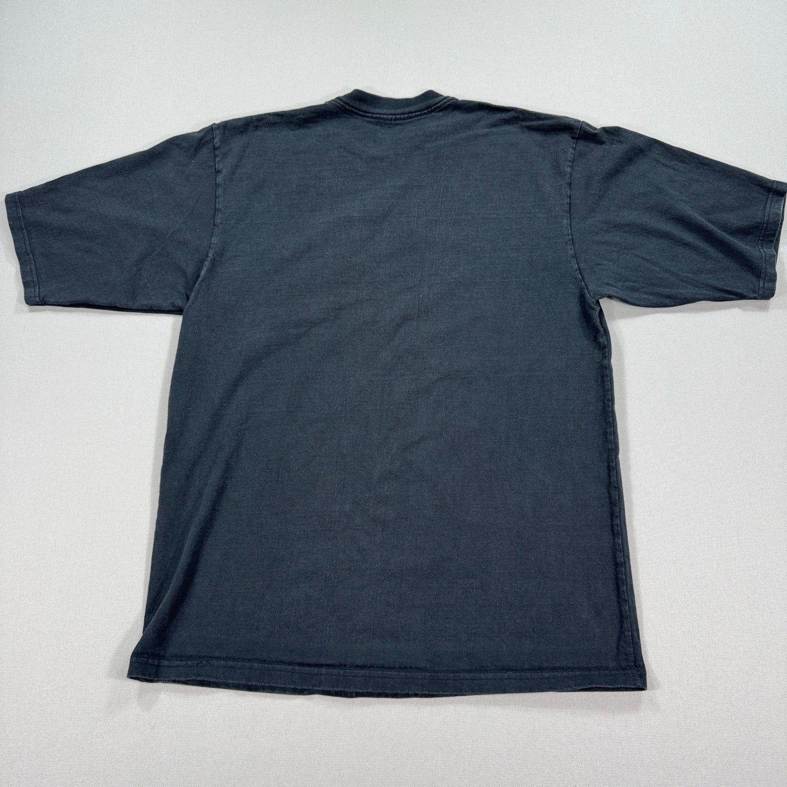 Vintage Carhartt Racing T-Shirt mens Large Faded Black Pockets Logo Crewneck