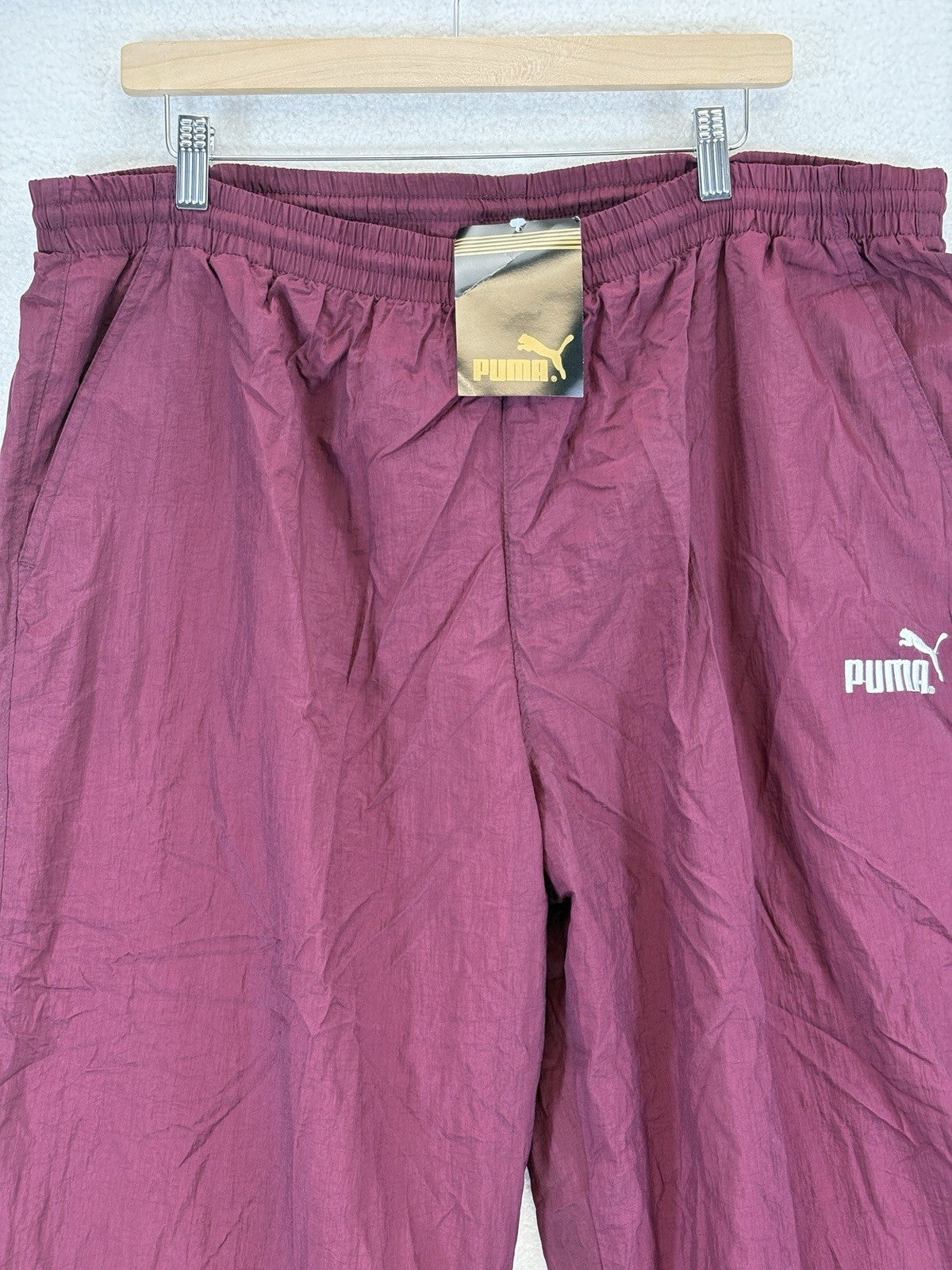 Vintage New Puma Mens XL Burgundy Lightweight Relaxed Fit Activewear Track Pants