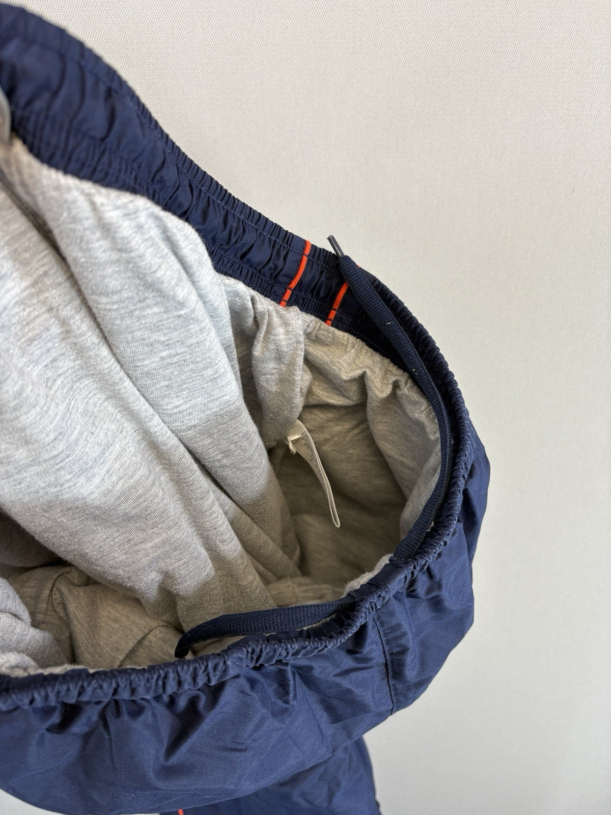 Vintage Nike Track Pants Mens Large Navy Blue Windbreaker Wide Leg Y2K Baggy Fit