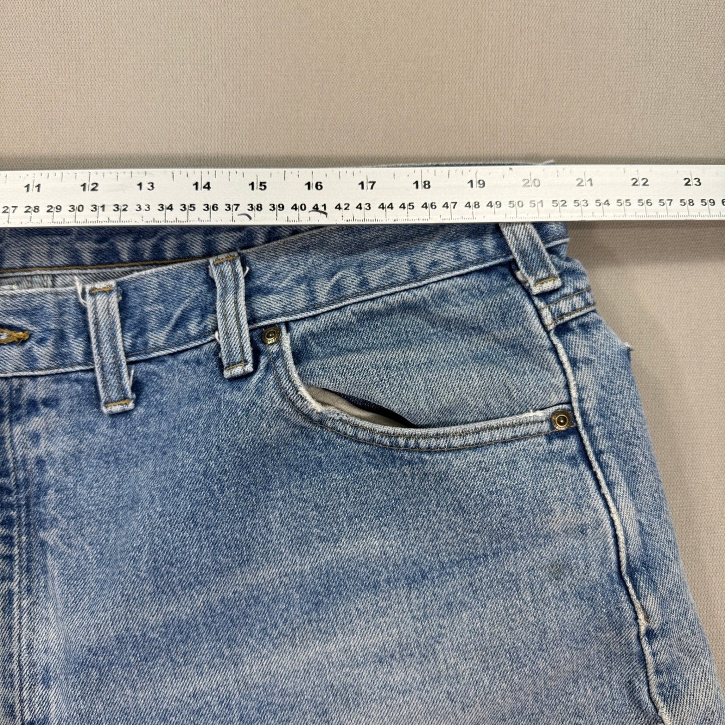 Carhartt Jeans Baggy Fit mens 40x31 Blue Denim Work Pants Grunge Distressed