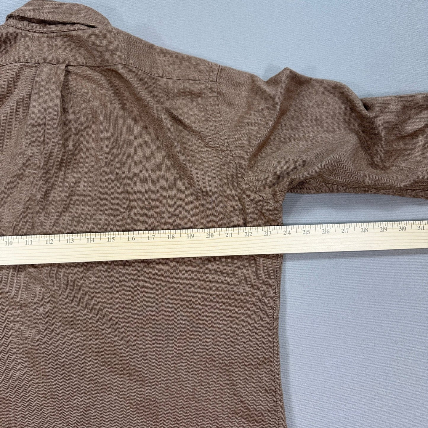 Ralph Lauren Shirt Brown Button Down Herringbone Classic Fit Long Sleeve mens L