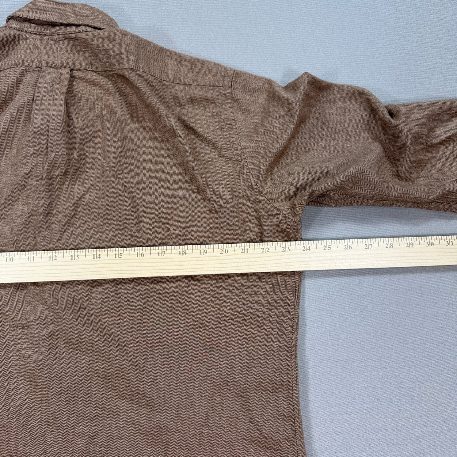 Ralph Lauren Shirt Brown Button Down Herringbone Classic Fit Long Sleeve mens L