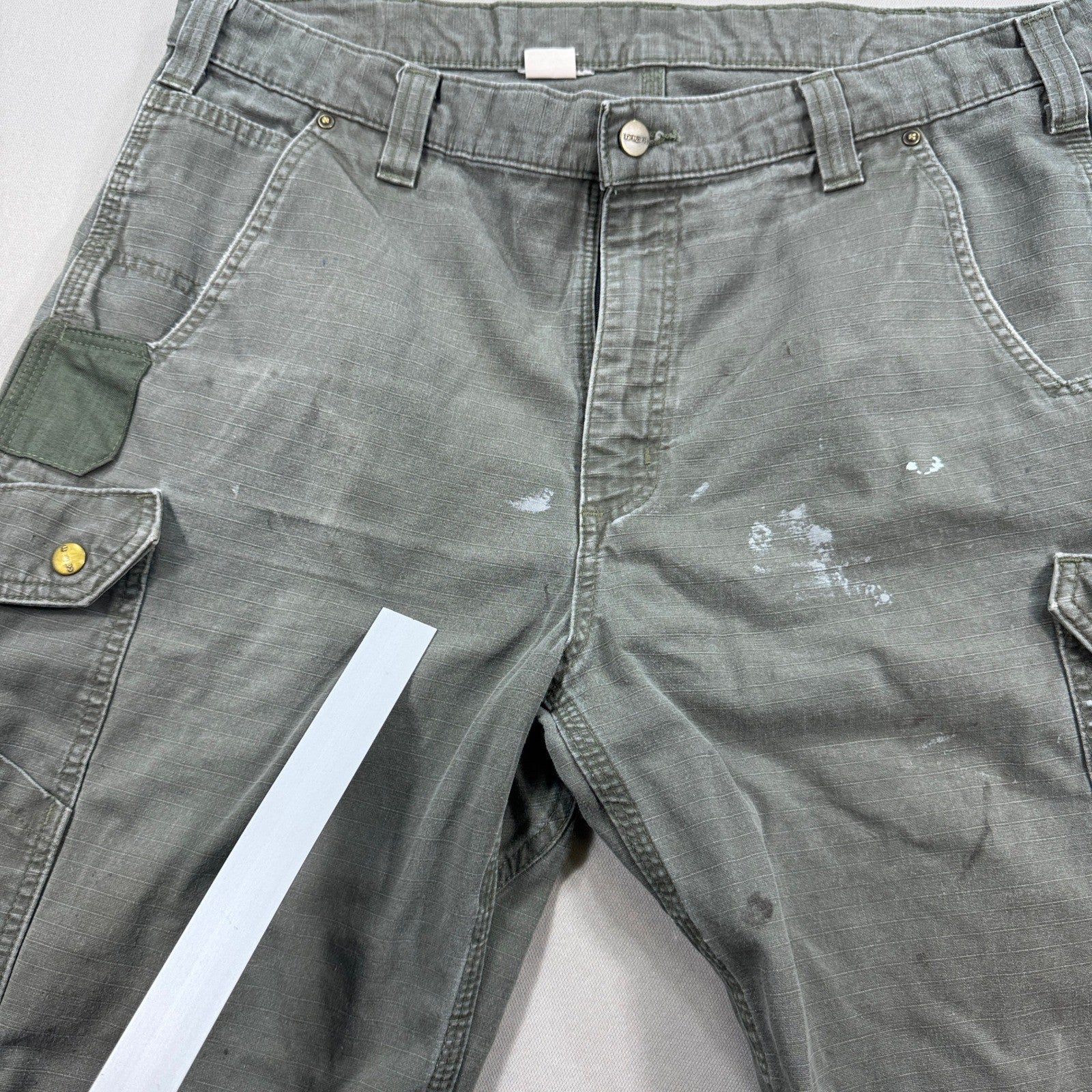 Carhartt Carpenter Cargo Shorts mens Size 40 Olive Green Canvas Relaxed Fit