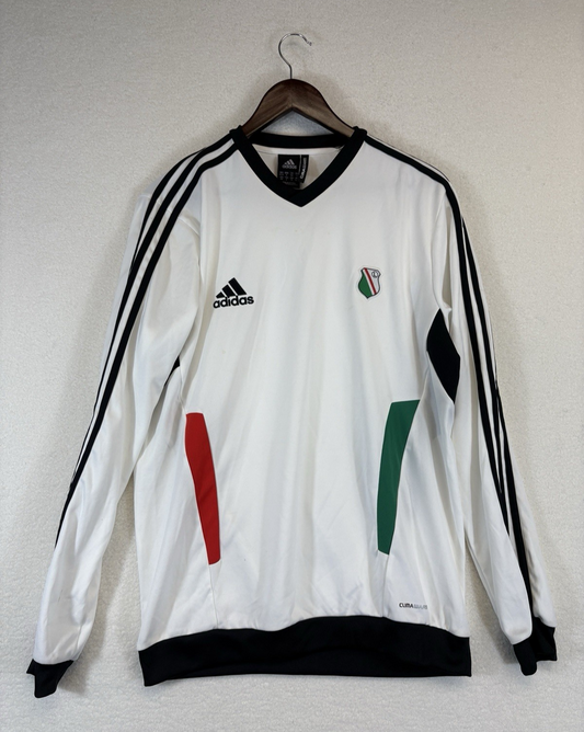 Vintage Adidas Climawarm Team Legia Warsaw Football Sweatshirt White Mens Medium