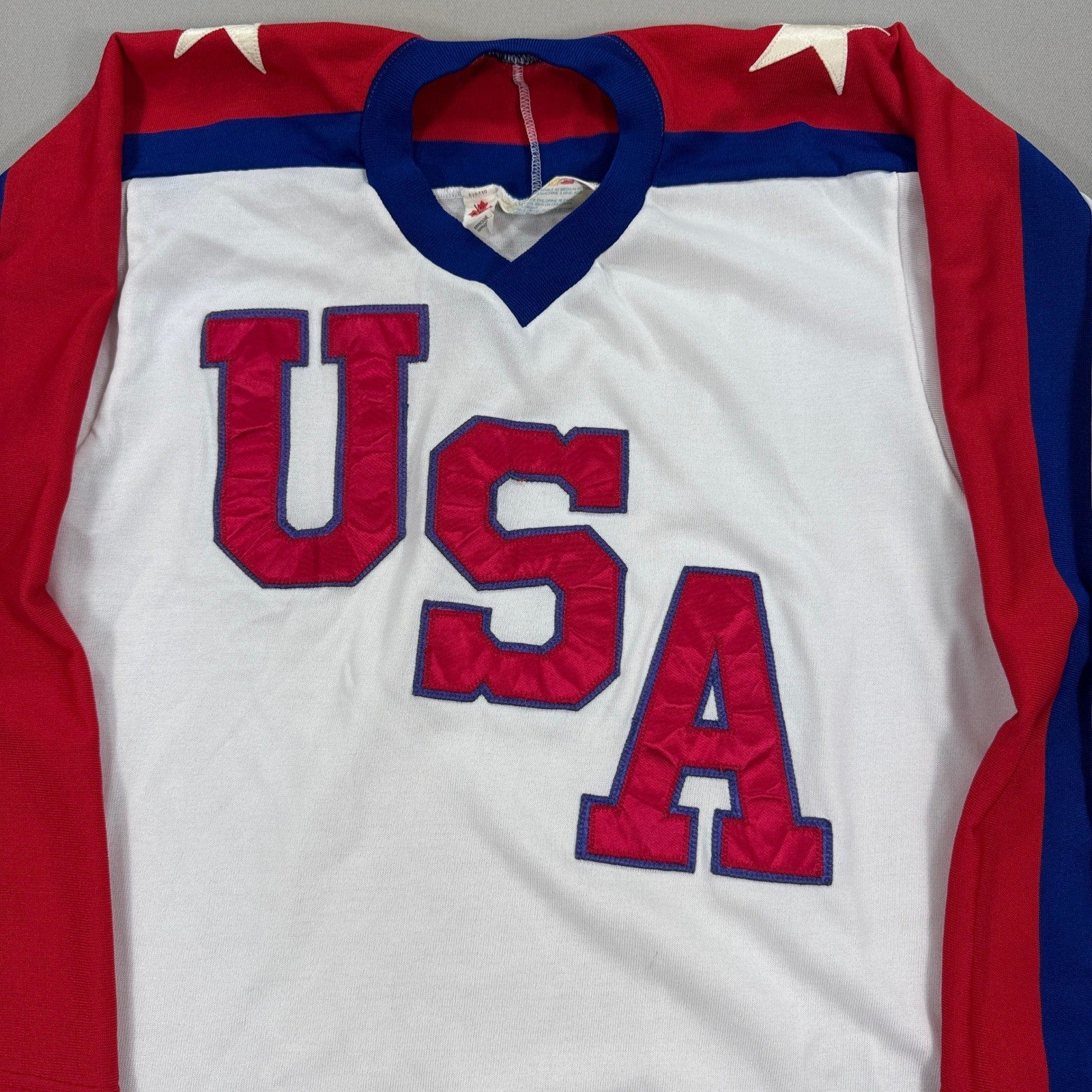 Rare Vintage 90s Cooper Team USA Hockey Jersey Olympic Mens Small Made In Canada