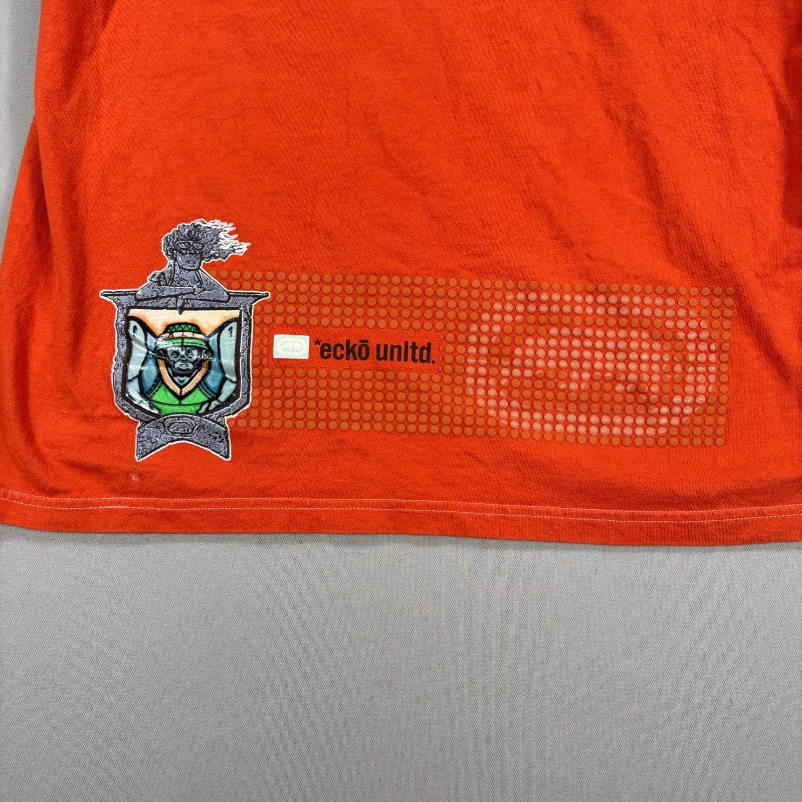 Vintage 90s Ecko Unltd T-Shirt mens XL Orange Made In USA 100% Cotton Rhino Y2k