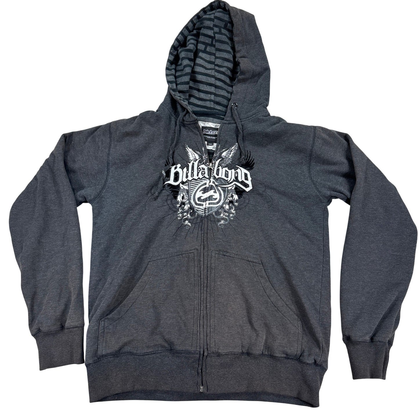 Vintage Billabong Hoodie Mens Large Grunge Graphic Logo Y2K Full Zip