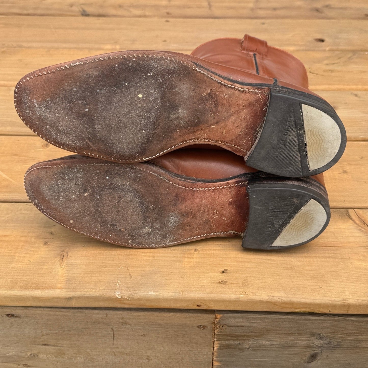 Vintage Hyer Western Boots mens Size 12 Brown Leather Cowboy Boots Made in USA