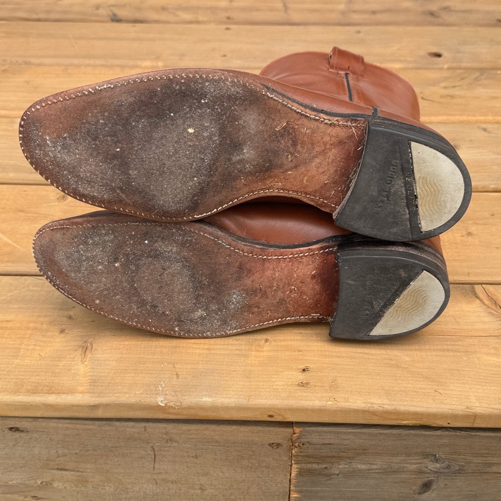 Vintage Hyer Western Boots mens Size 12 Brown Leather Cowboy Boots Made in USA