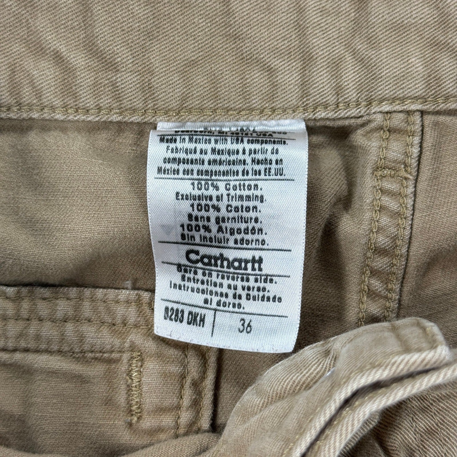 Carhartt B283 Carpenter Shorts Mens Size 36 Brown Canvas Duck Original Fit Heavy