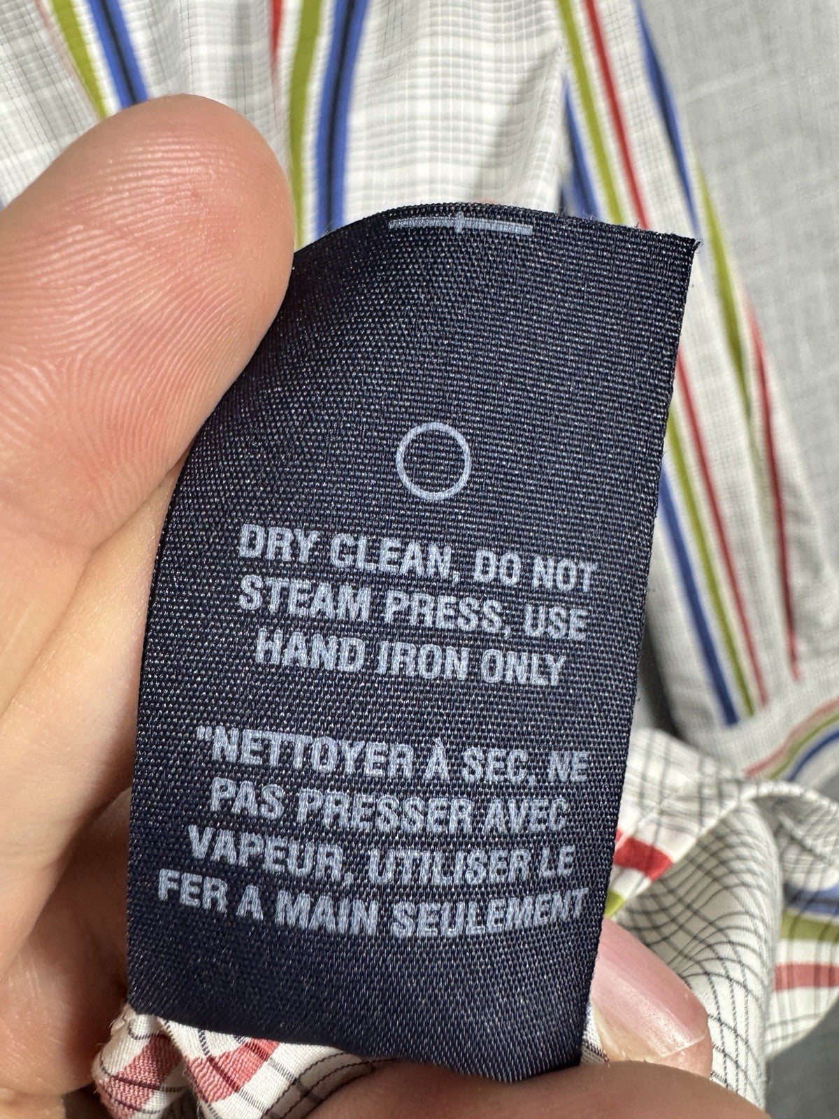 Robert Graham Men Striped Flip Cuff  Green Blue Dress Shirt Size Large 42 16.5