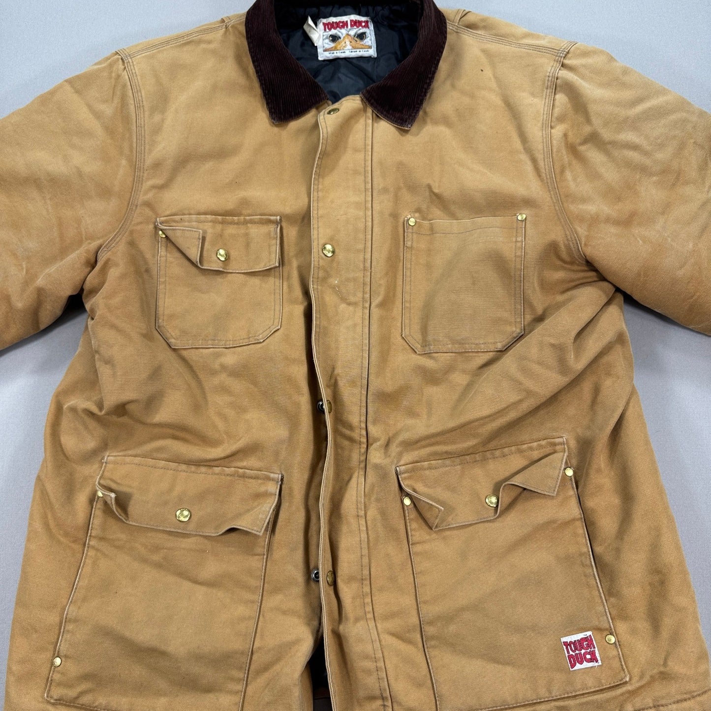 Vintage Tough Duck Chore Jacket mens 2XL Brown Canvas Barn Coat Insulated Lined
