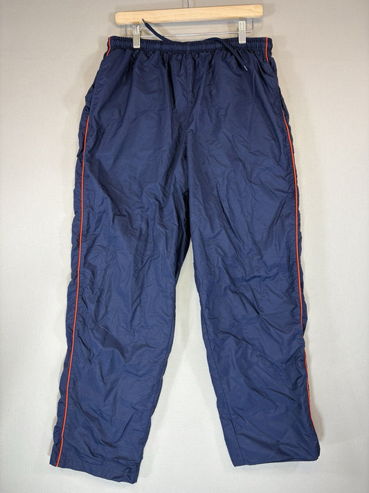 Vintage Nike Track Pants Mens Large Navy Blue Windbreaker Wide Leg Y2K Baggy Fit
