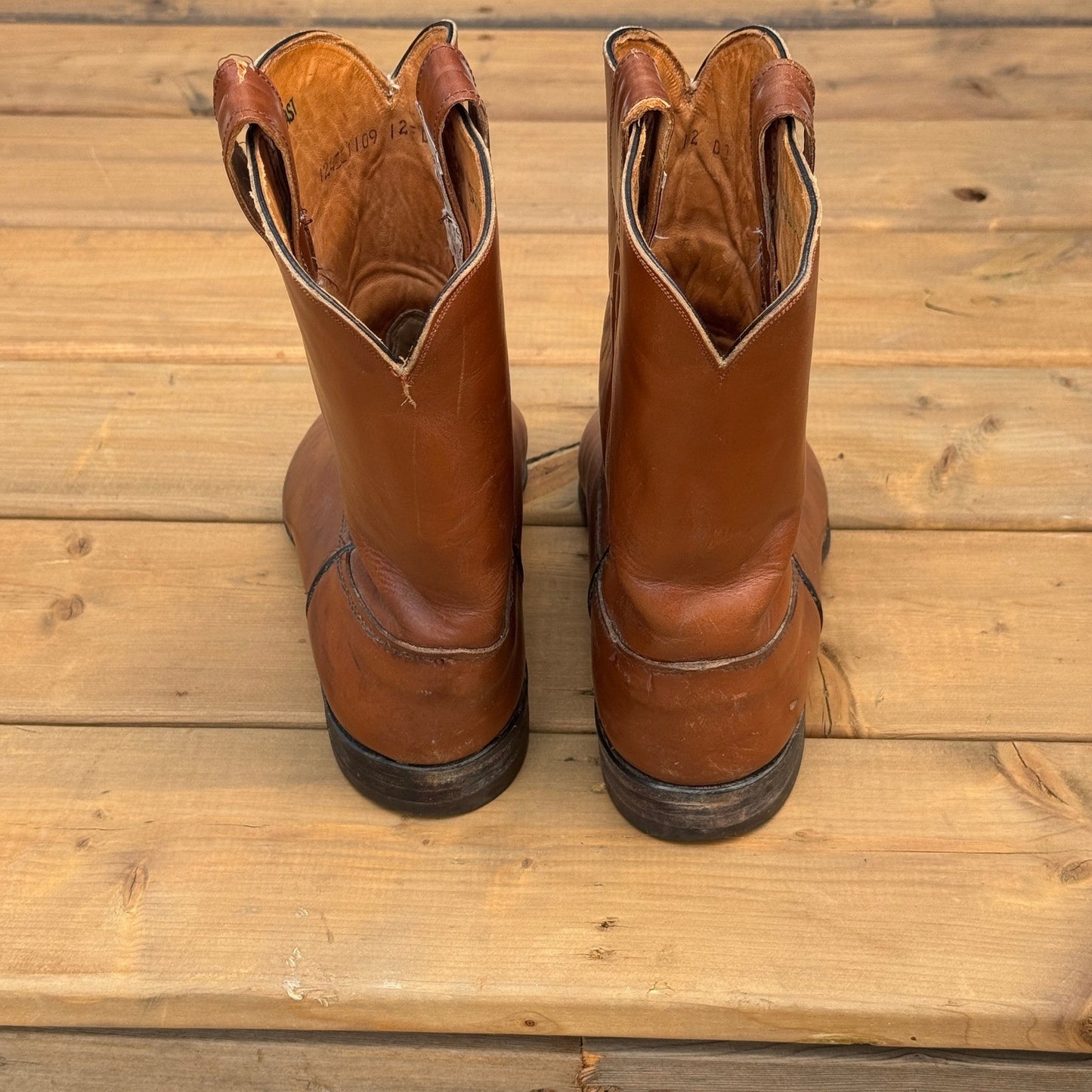 Vintage Hyer Western Boots mens Size 12 Brown Leather Cowboy Boots Made in USA