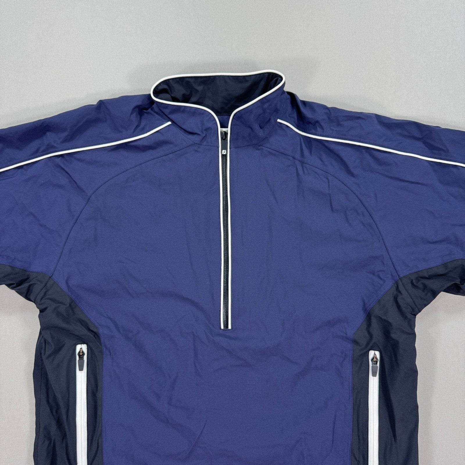FootJoy DryJoys Tour Collection Short Sleeve Jacket mens M Blue 1/2 Zip