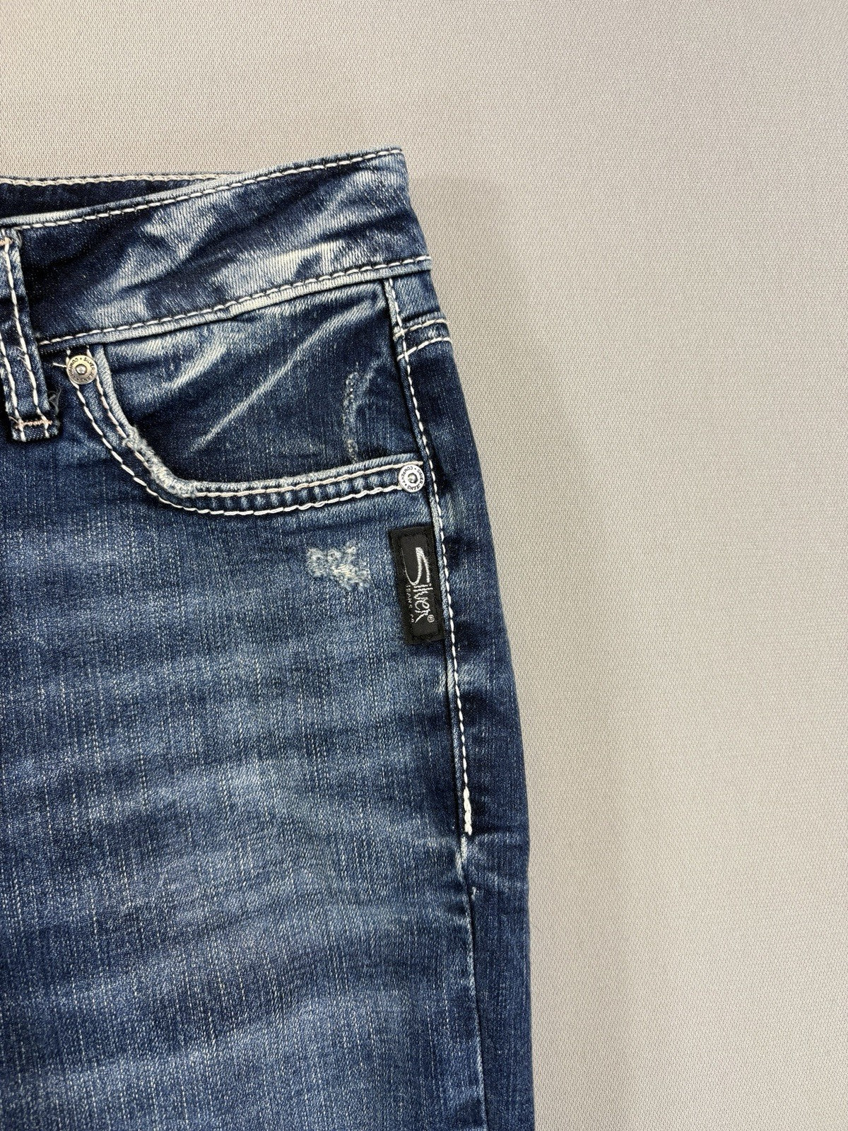 Silver Jeans Co Avery Slim Boot Jeans Womens Size 26x37 Blue Denim Ripped