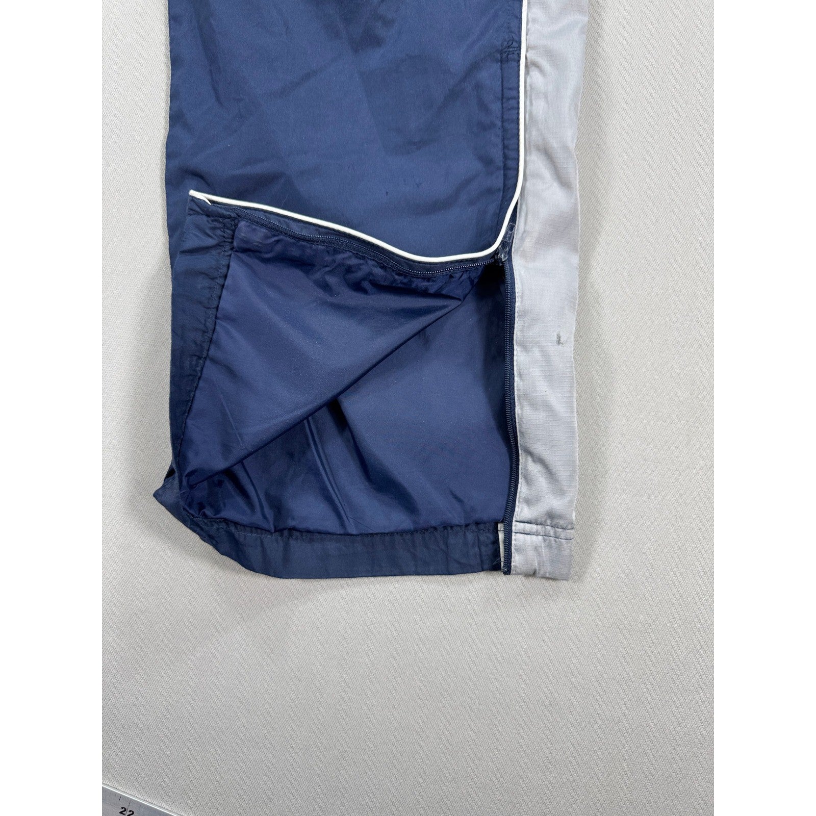 Vintage Nike Track Pants mens Small Navy Blue Gray Lined Ankle Zip Windbreaker