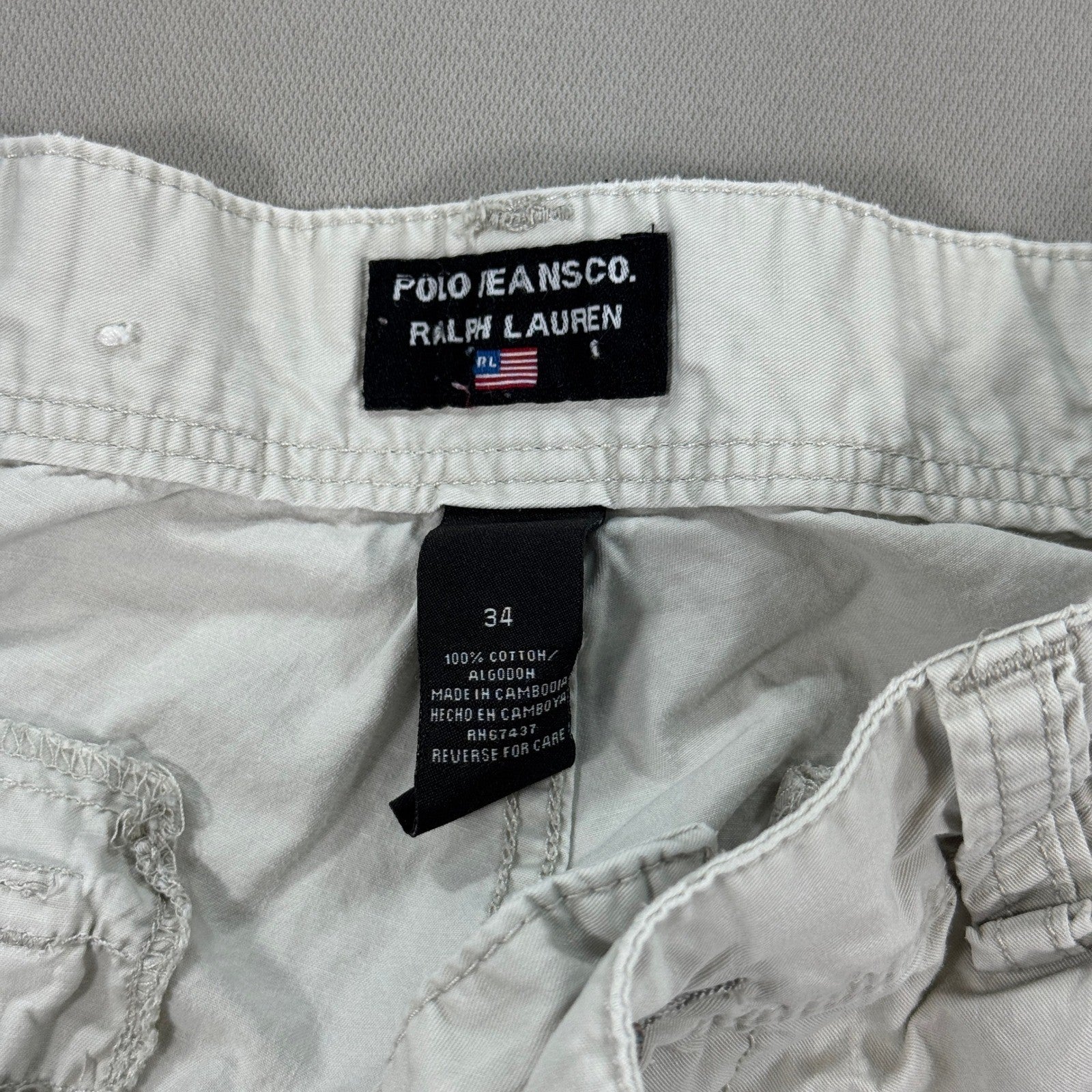 VTG Polo Jeans Co Ralph Lauren Military Surplus Cargo Shorts mens Size 34 Khaki