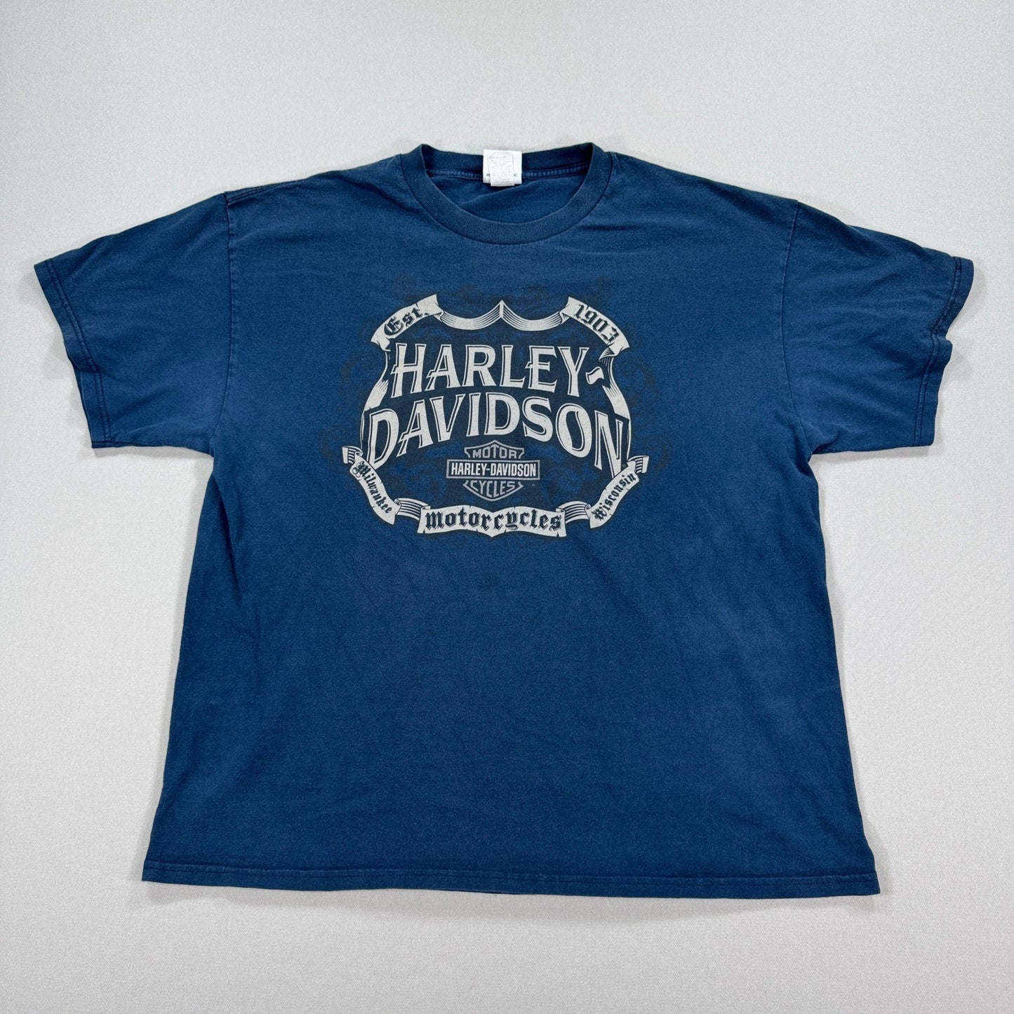 VTG Harley Davidson T-Shirt Front & Back Graphic mens XL Blue Cancun Mexico Y2K