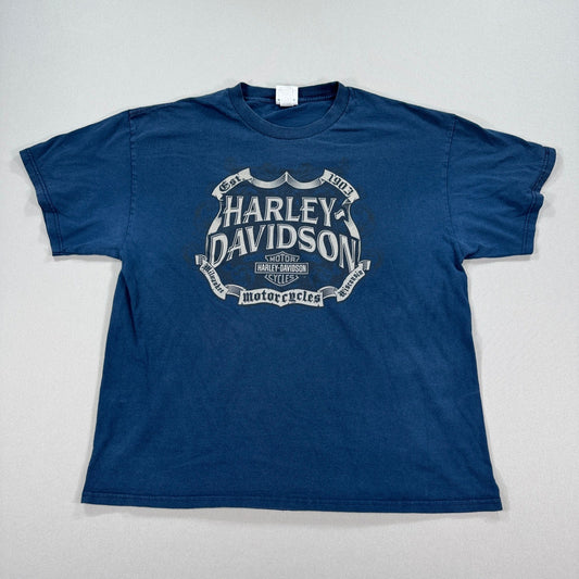 VTG Harley Davidson T-Shirt Front & Back Graphic mens XL Blue Cancun Mexico Y2K