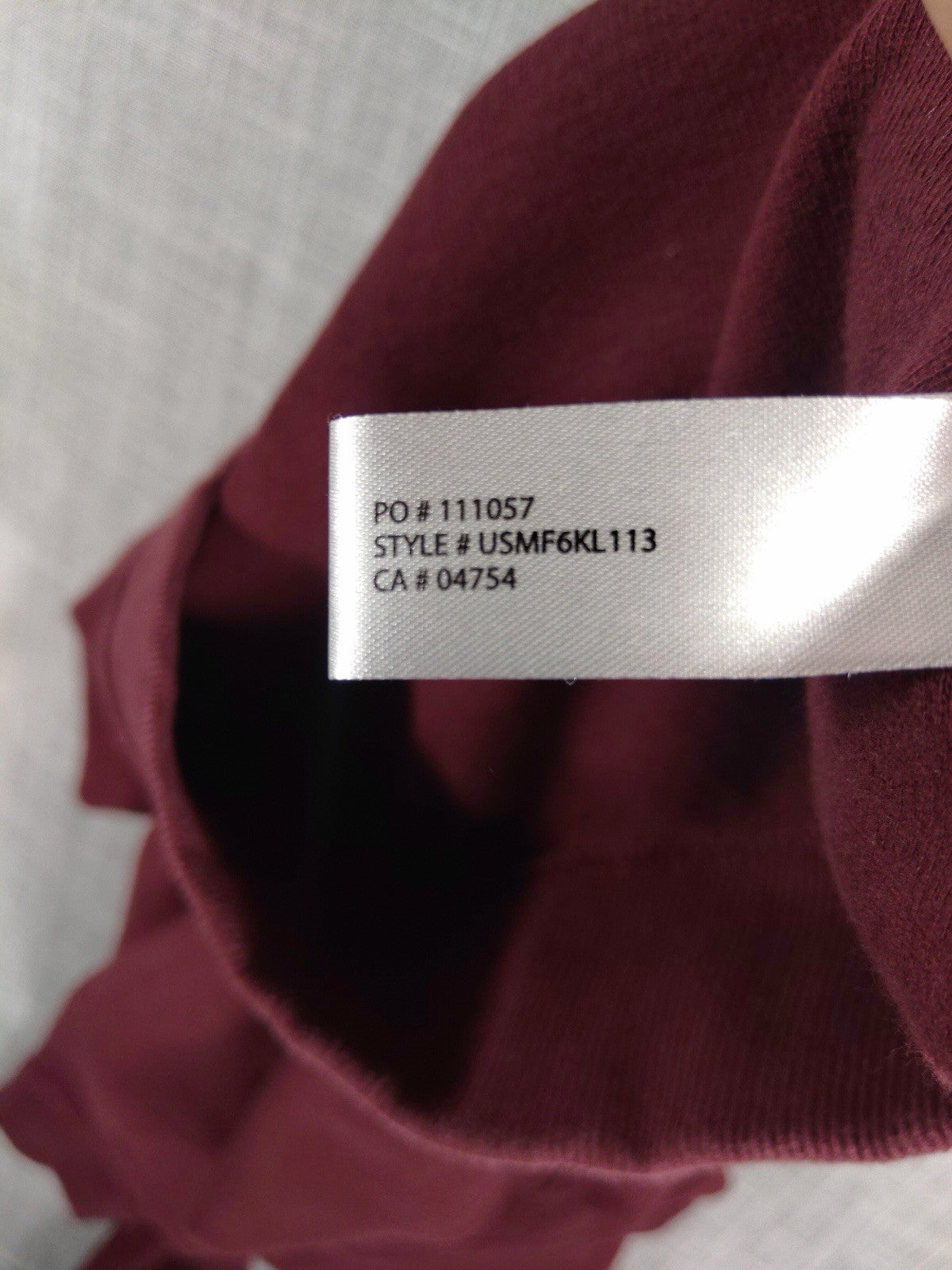 US Polo Assn Mock Neck Wine Red Pullover Quarter Zip Long Sleeves Mens Medium