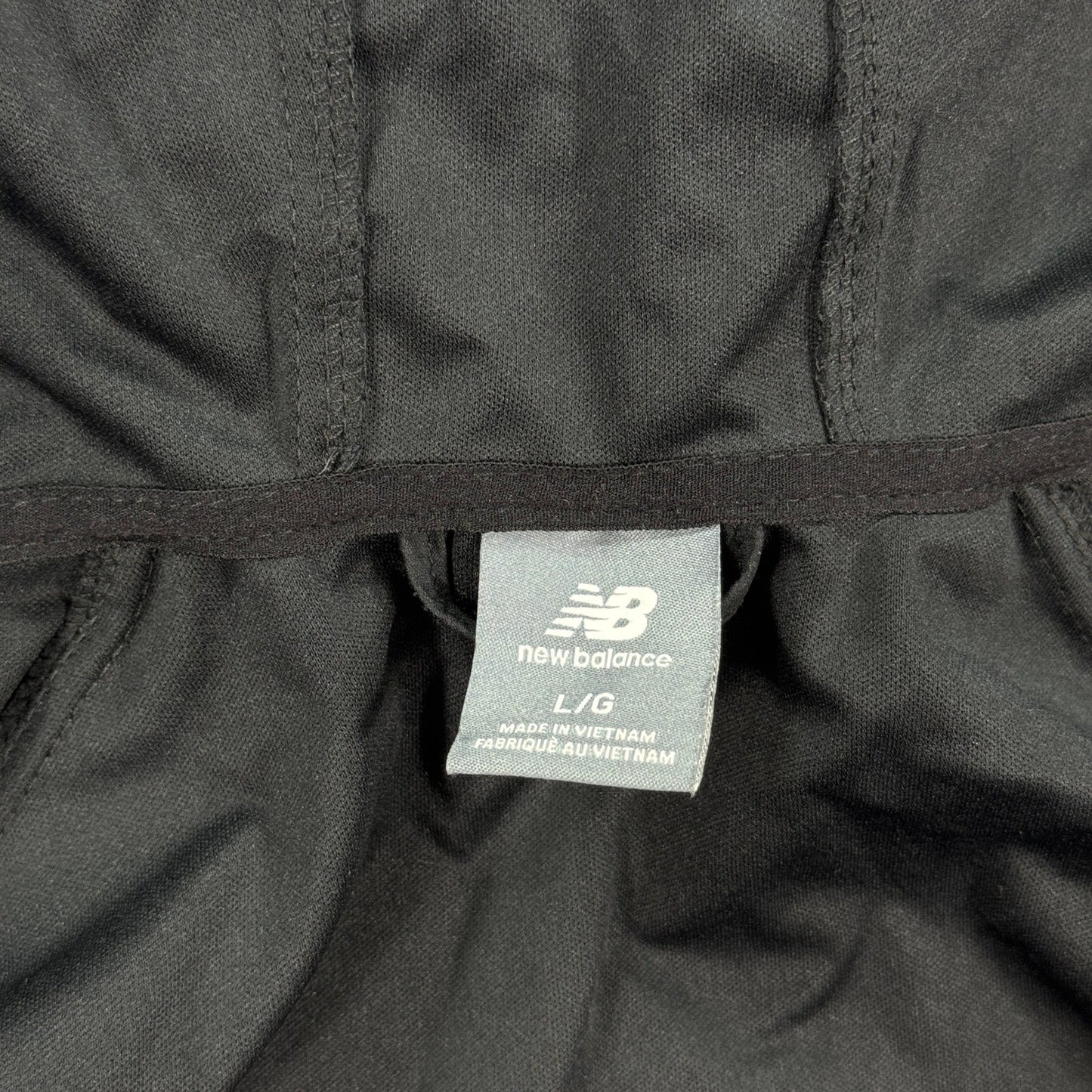 New Balance Windbreaker Jacket mens Large Black Blue Full Zip Mesh Lined Hooded