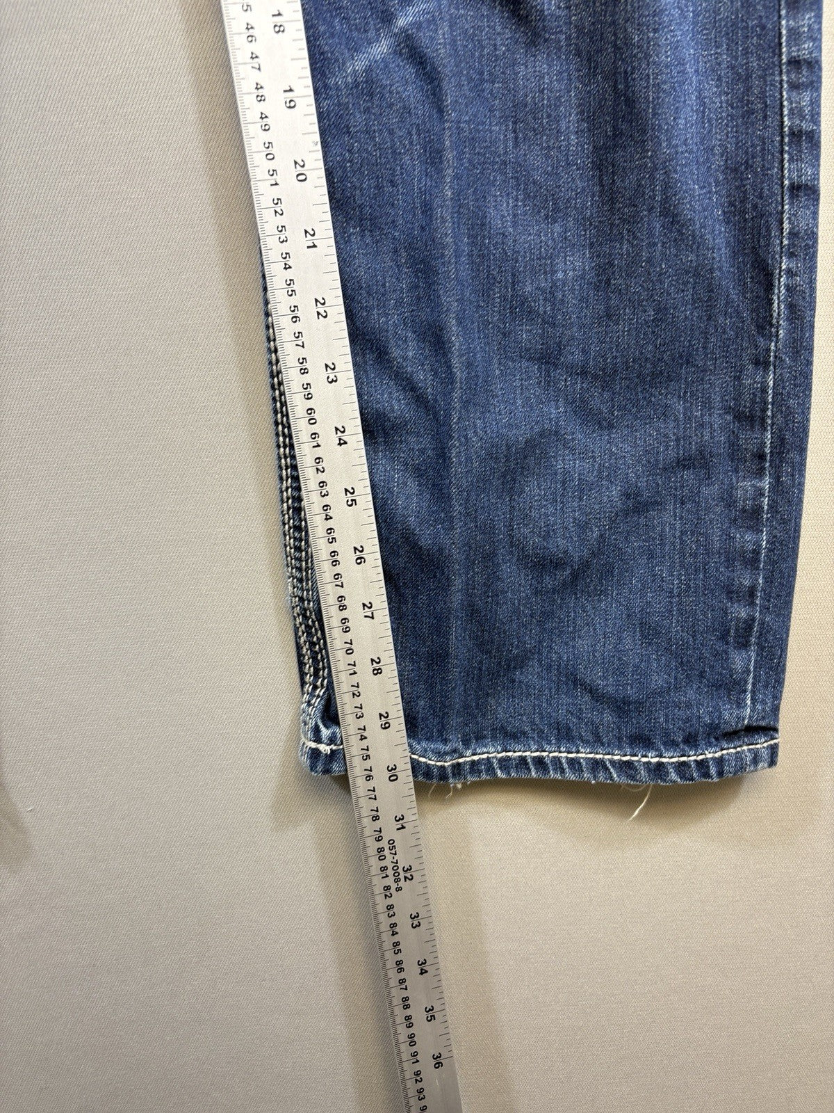 BKE Denim Tyler Straight Blue Jeans mens 33R Distressed Dark Wash Stretch