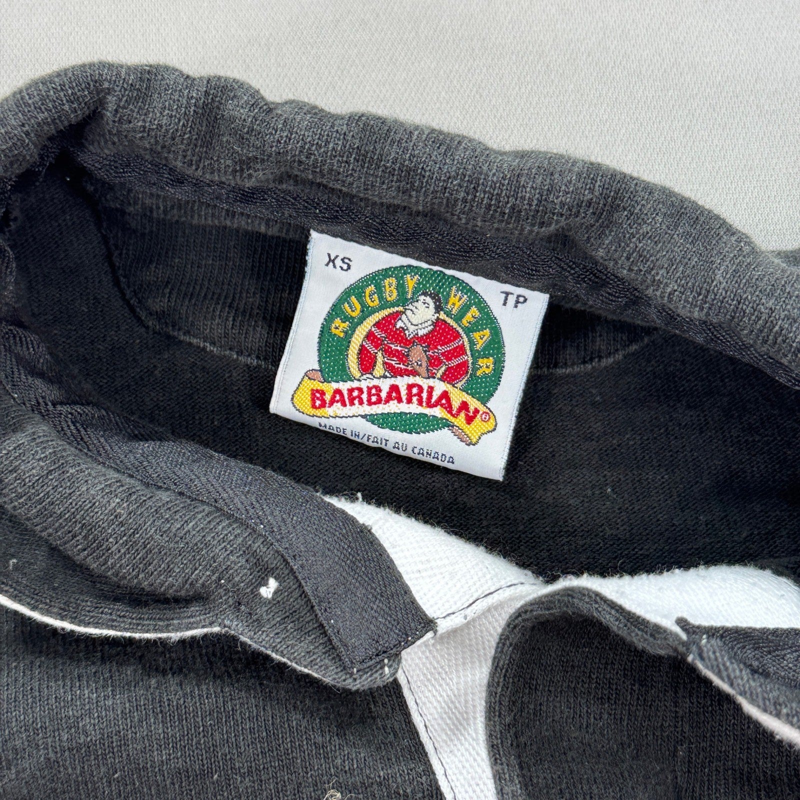 Vintage Barbarian Rugby Wear Polo Shirt University of Guelph Mens XS Long Sleeve