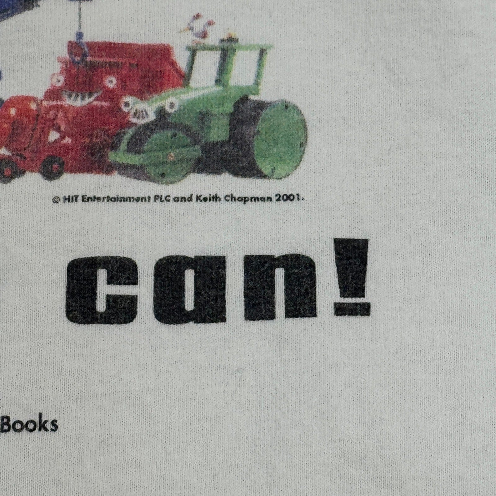 Vintage 2001 Bob the Builder "Can We Read It?" T-Shirt Mens XL White Y2K