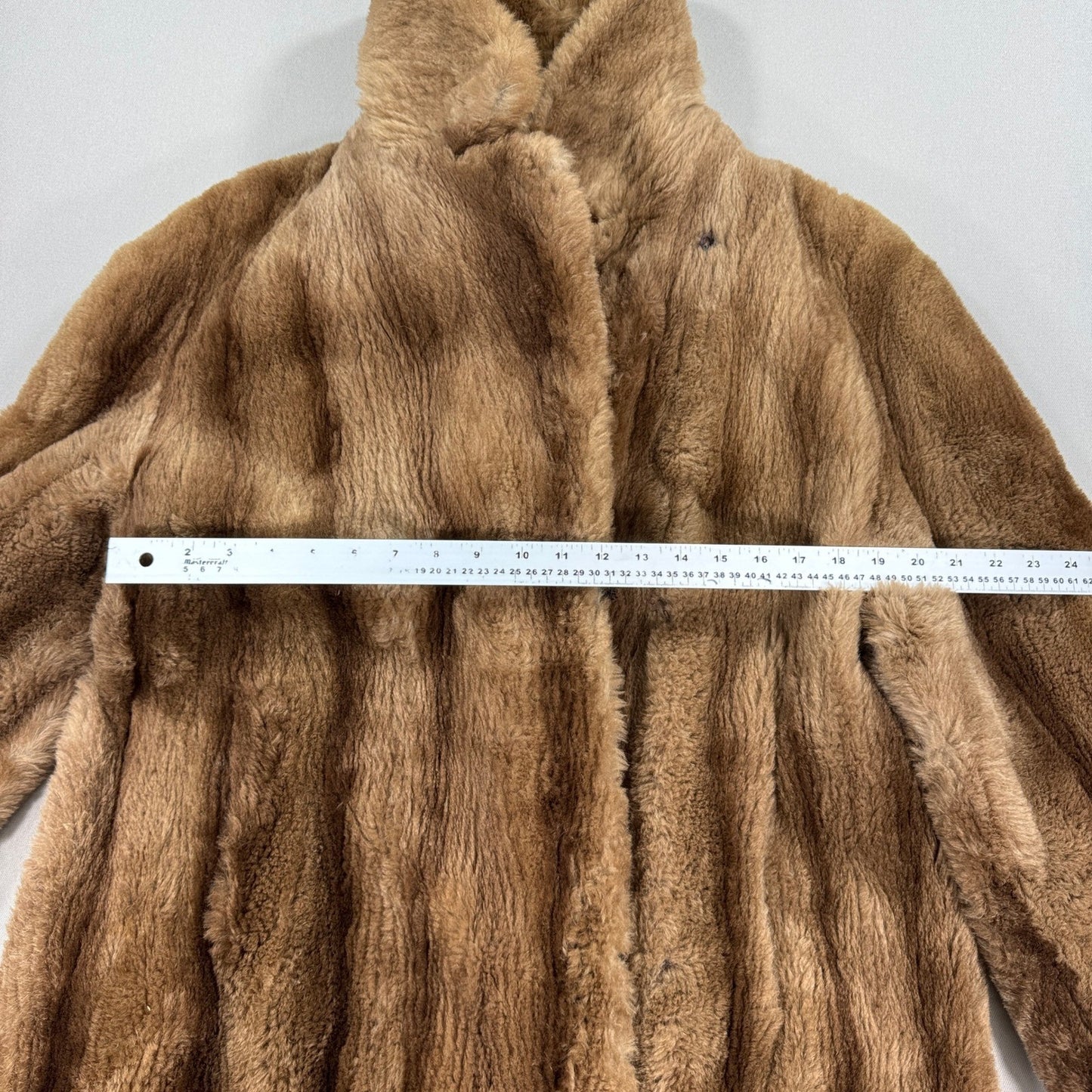 Vintage Saks & Co Fur Coat Womens XL Brown Collared Full Length Lined