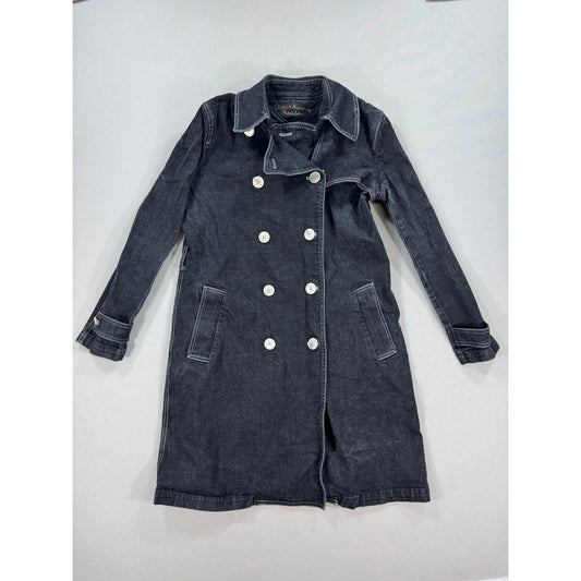 Lauren Jeans Co. Ralph Lauren Jean Trench Coat Womens Large Dark Wash Denim