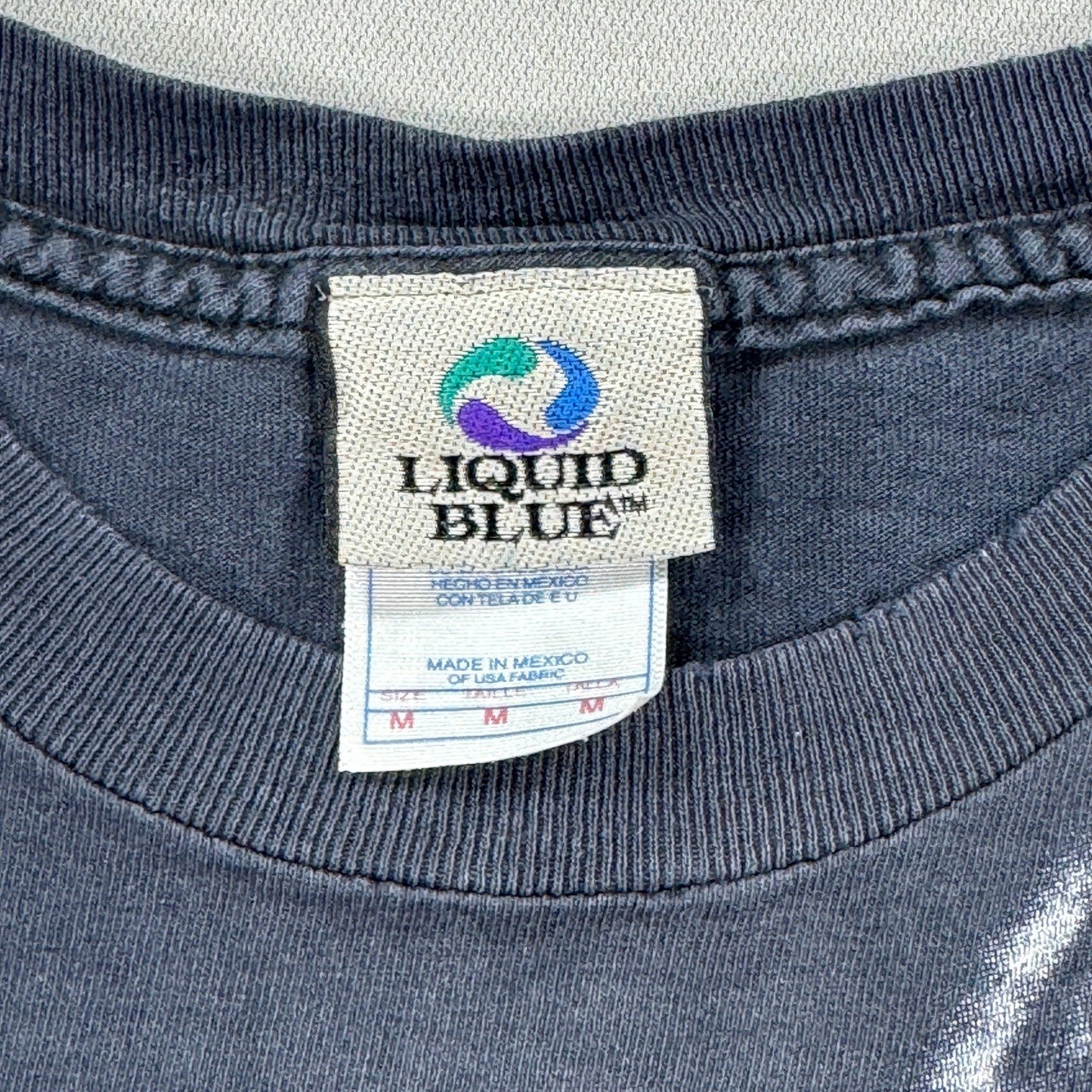 VTG 04 Led Zeppelin Shirt Spellout Giant Graphic Print mens Medium Liquid Blue