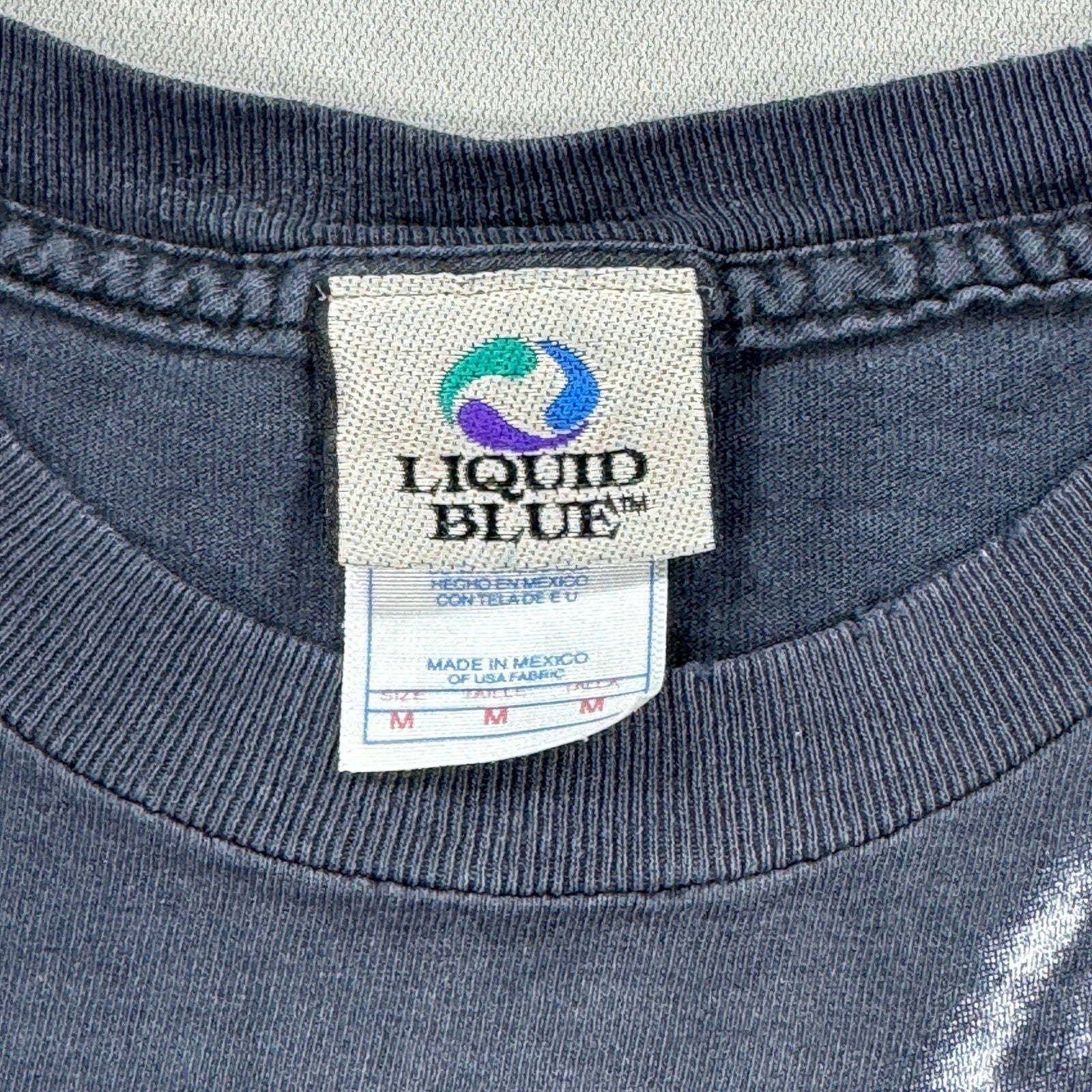 VTG 04 Led Zeppelin Shirt Spellout Giant Graphic Print mens Medium Liquid Blue