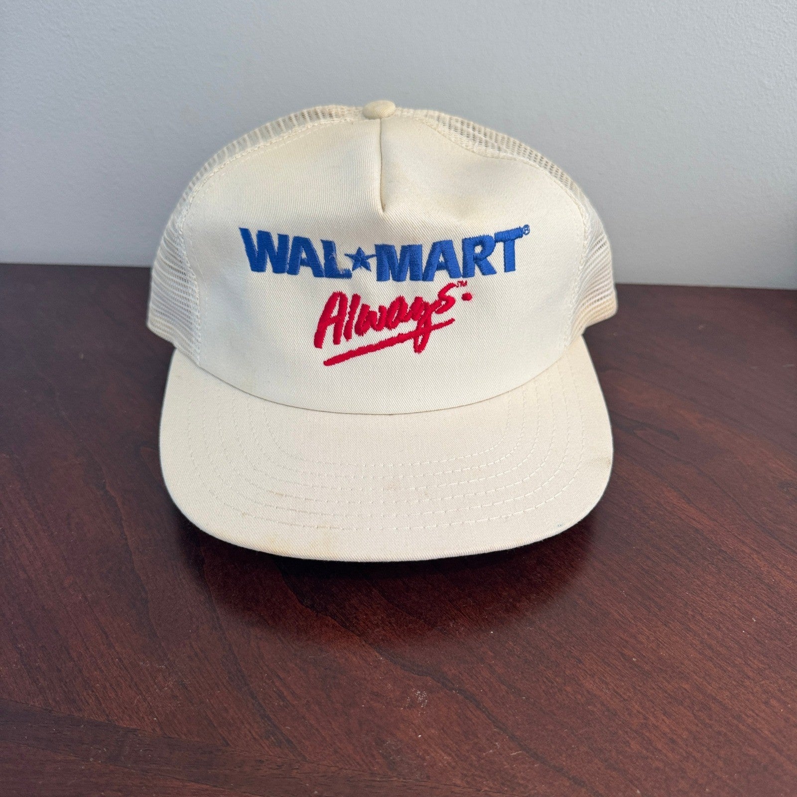 Vintage Walmart Always Fresh Mesh Distressed Grunge Made In USA Embroidered