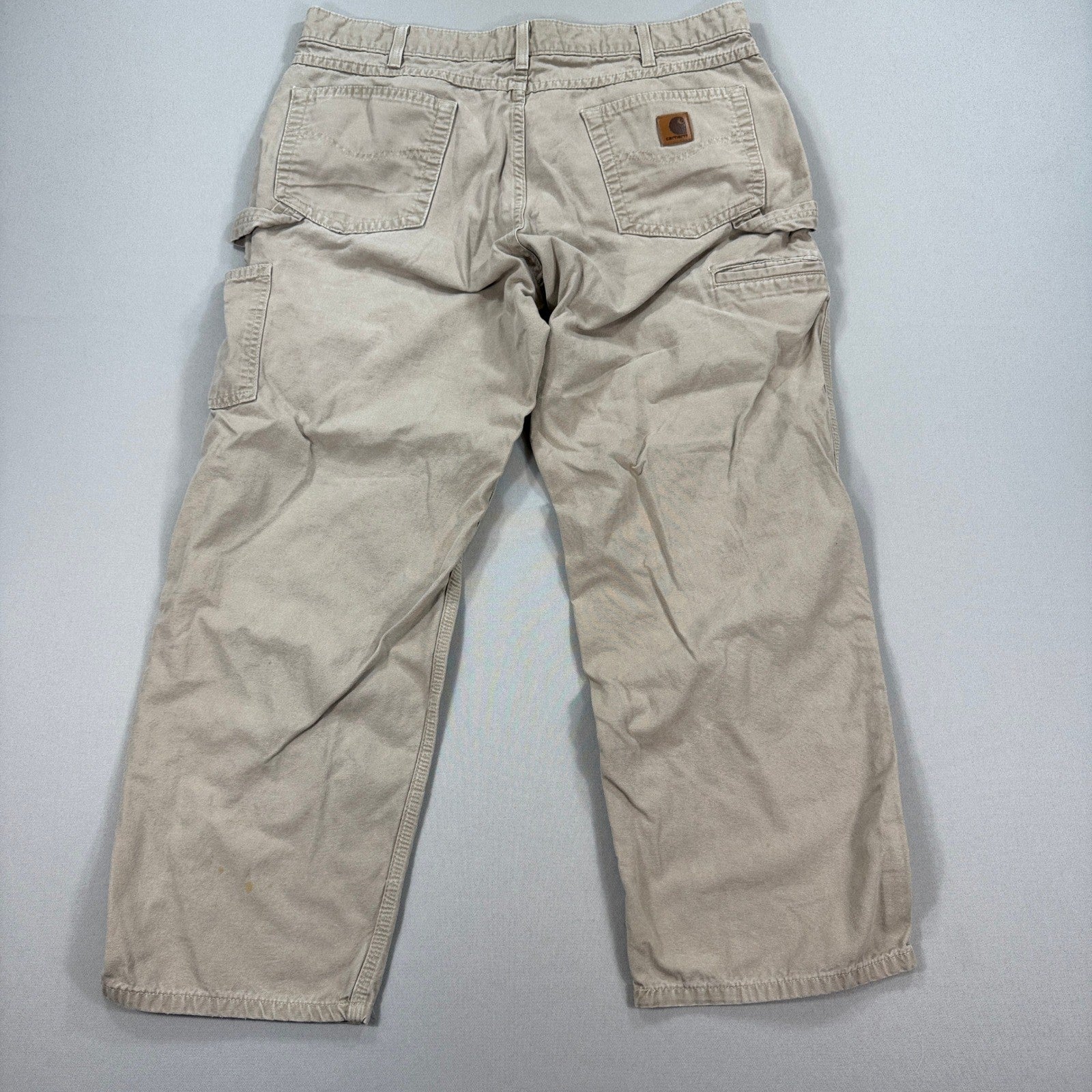 Carhartt B159-GKH Carpenter Pants mens 38x30 Beige Loose Fit Cotton Workwear