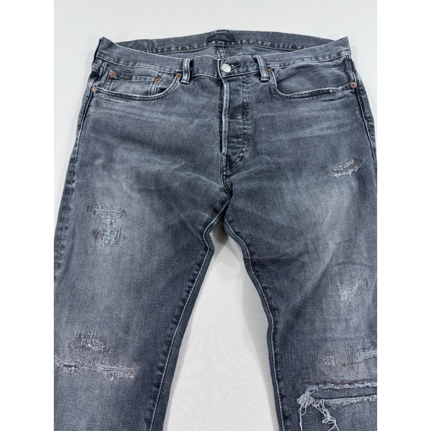 Polo Ralph Lauren Sullivan Slim Jeans mens 33x30 Btn Fly Distressed Patchwork