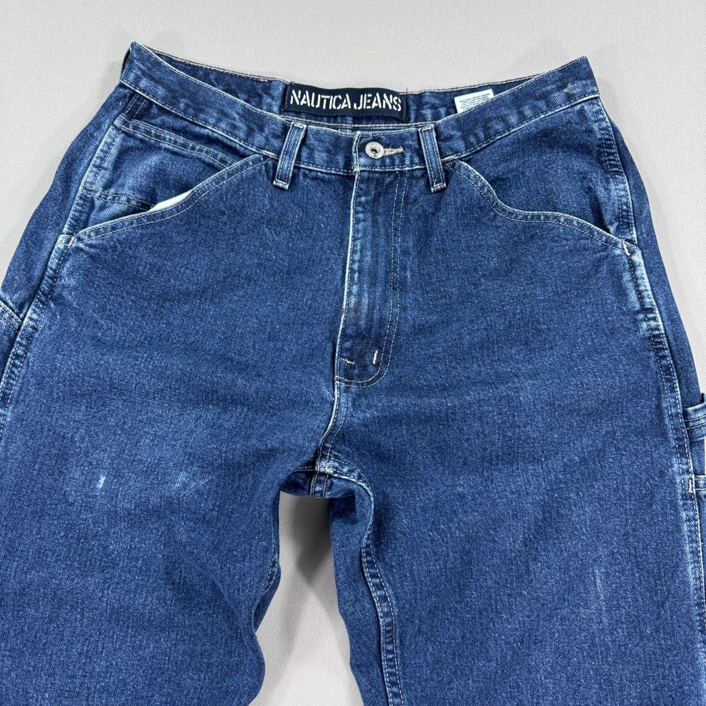 Vintage Nautica Carpenter Cargo Jeans 33x32 Loose Baggy Skater Y2K Blue