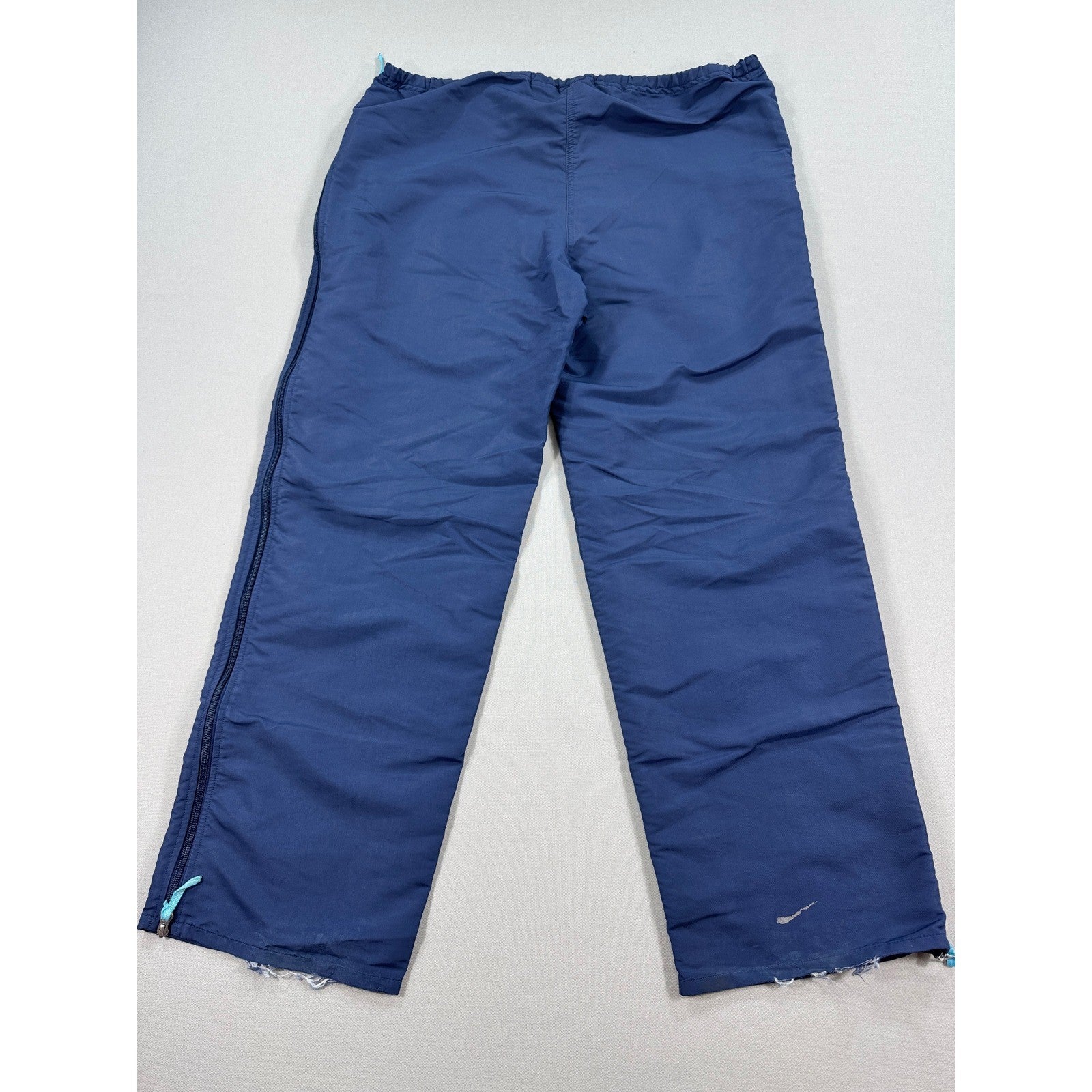 Vintage Nike Track Pants mens XL Navy Blue Full Zip Windbreaker Wide Leg Y2K