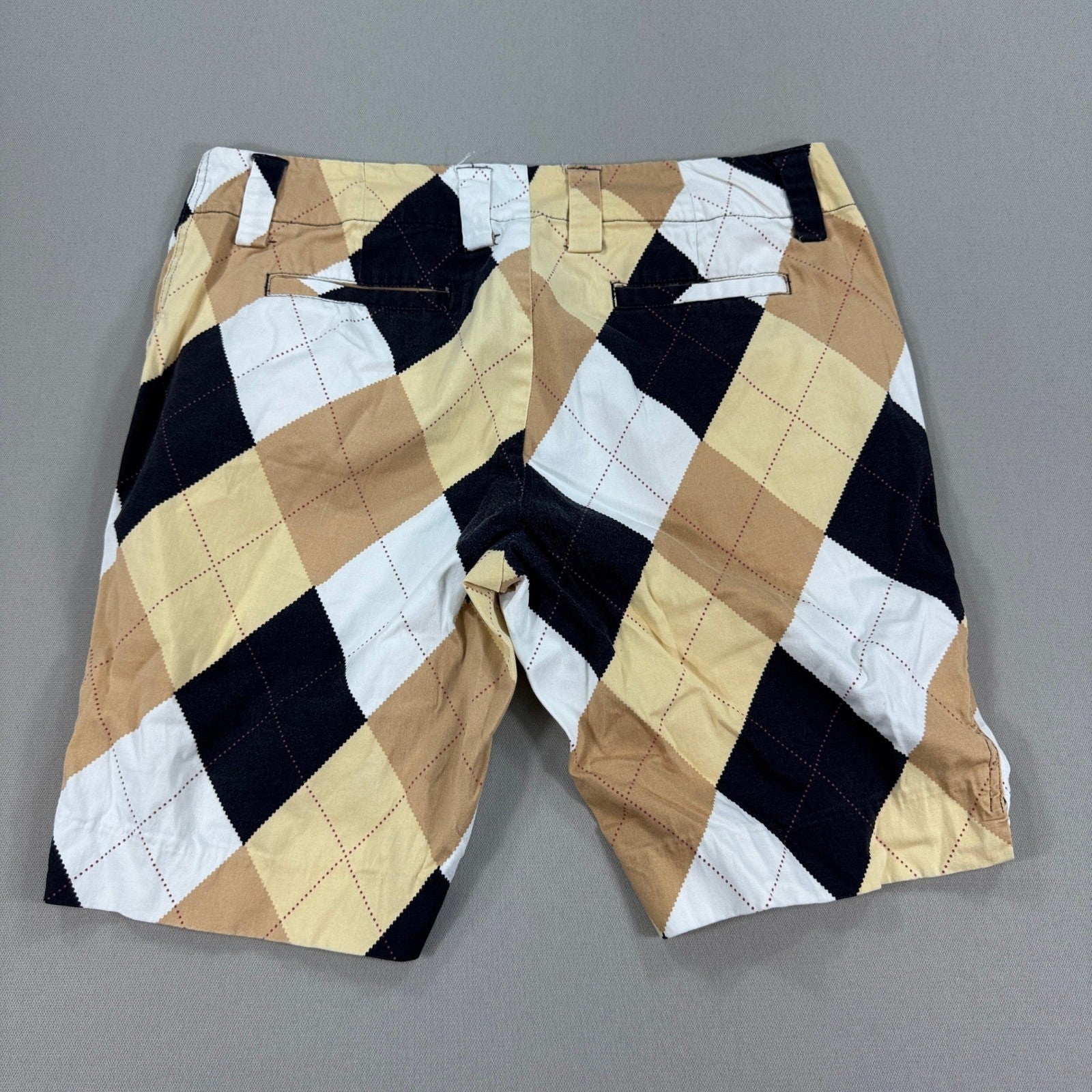 Loudmouth Golf Shorts Womens Size Large Black White Tan Checkered Casual