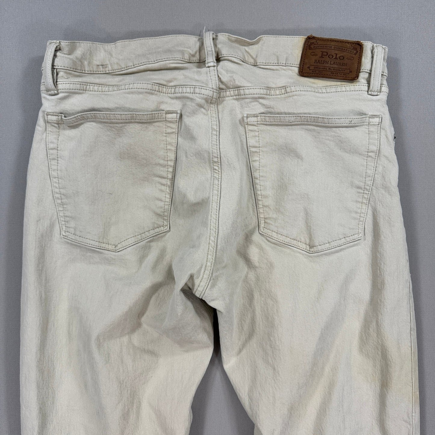 Polo Ralph Lauren Jeans Mens 36x34 Beige Dungerees Pants Straight Leg