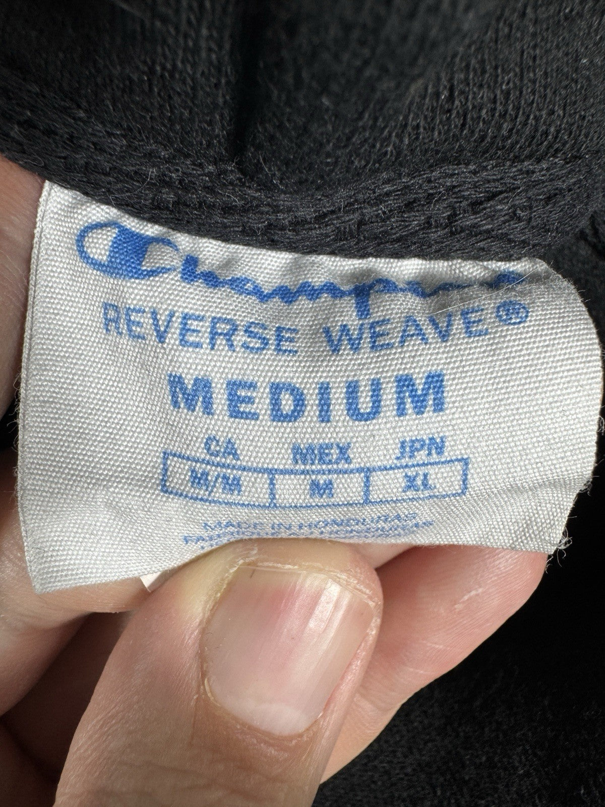 Vintage Champion Reverse Weave Black Hoodie Sweater Embroidered Mens Medium