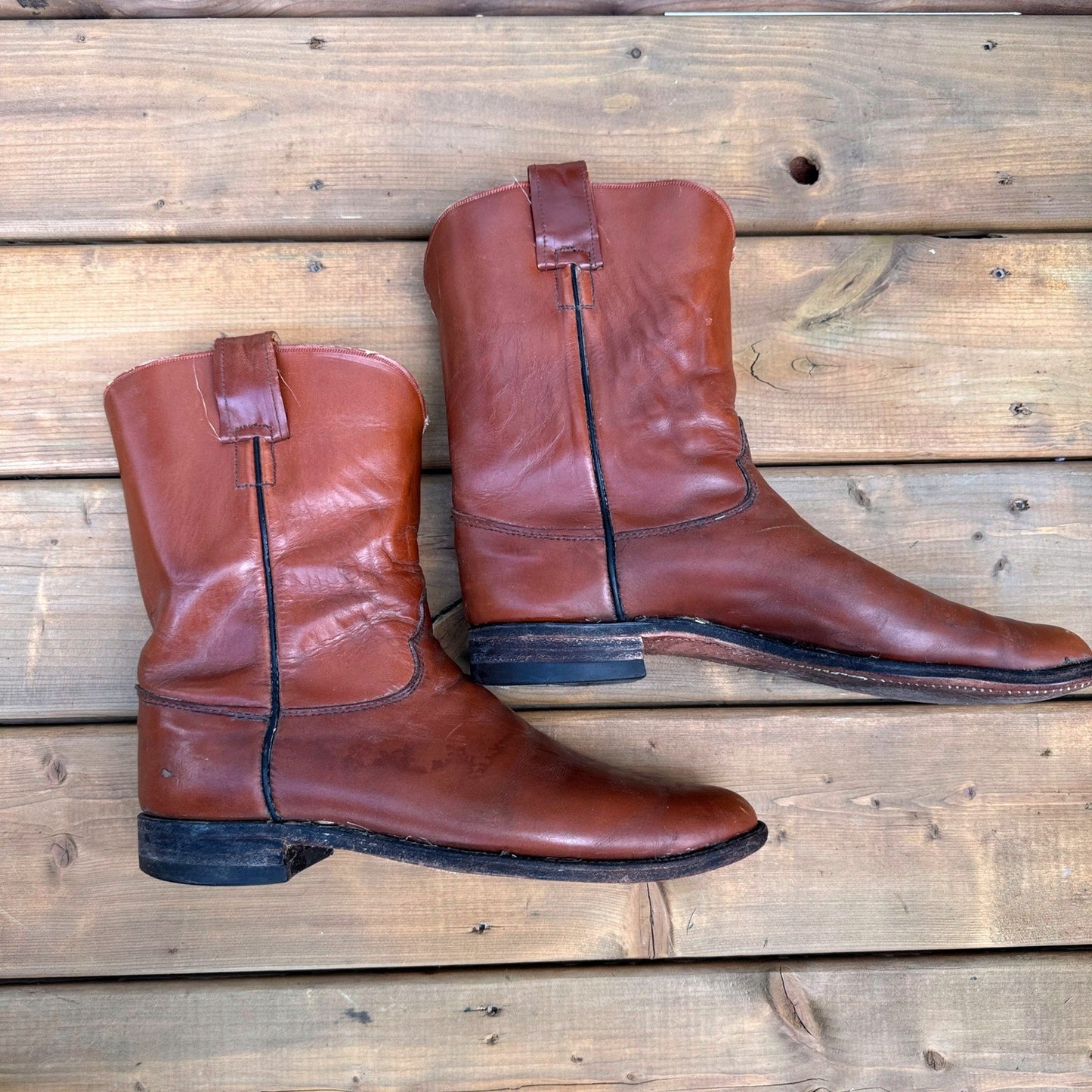 Vintage Hyer Western Boots mens Size 12 Brown Leather Cowboy Boots Made in USA