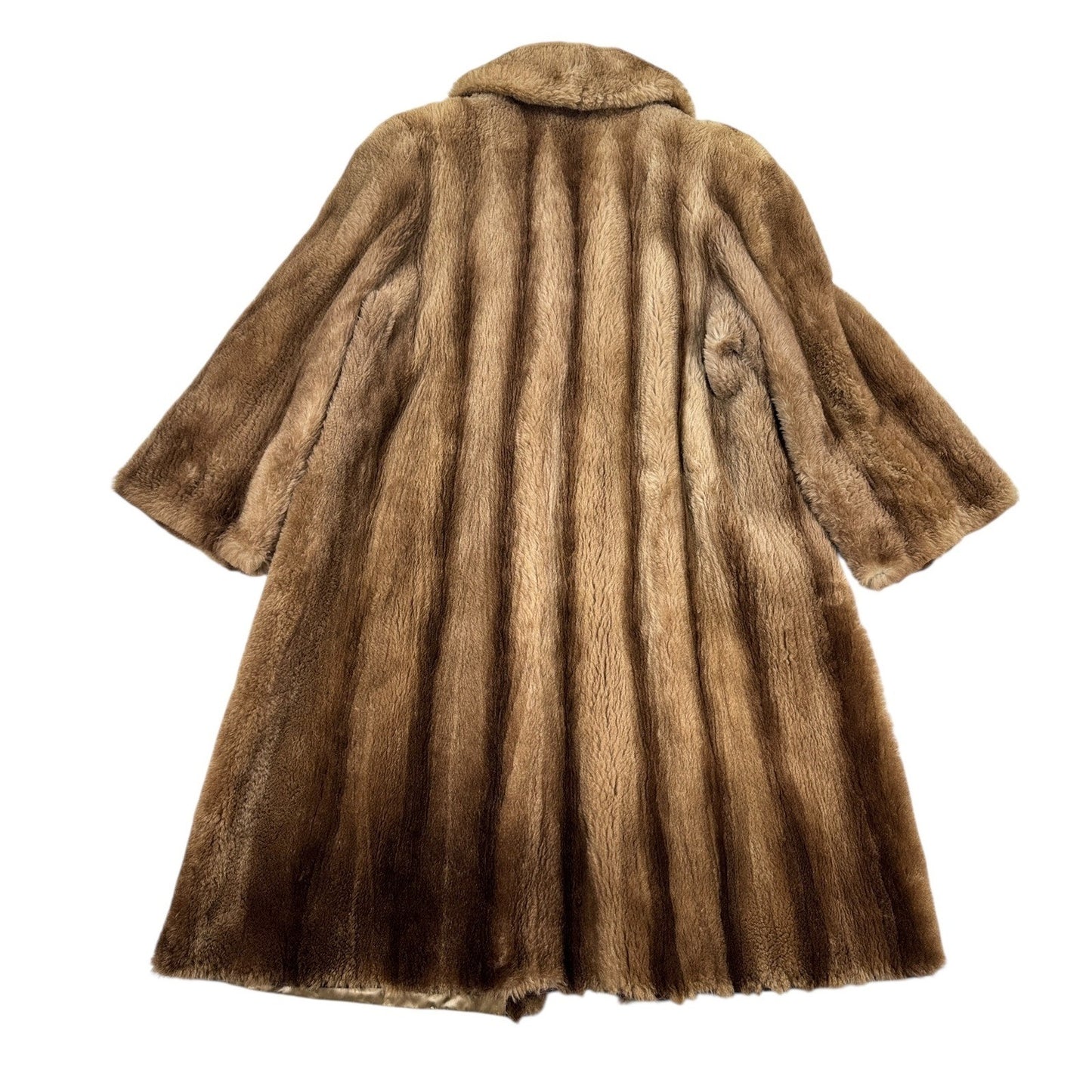 Vintage Saks & Co Fur Coat Womens XL Brown Collared Full Length Lined