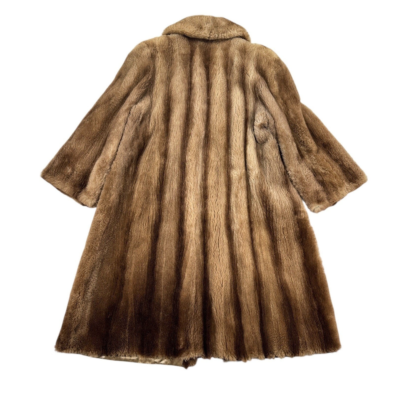 Vintage Saks & Co Fur Coat Womens XL Brown Collared Full Length Lined