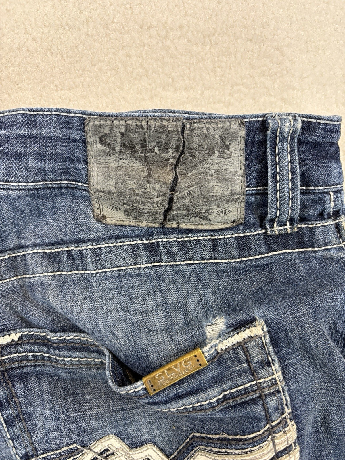 Salvage Supply Co Mayhem Straight Regular Fit Jeans 36x32 Blue Wash SLVG54-46