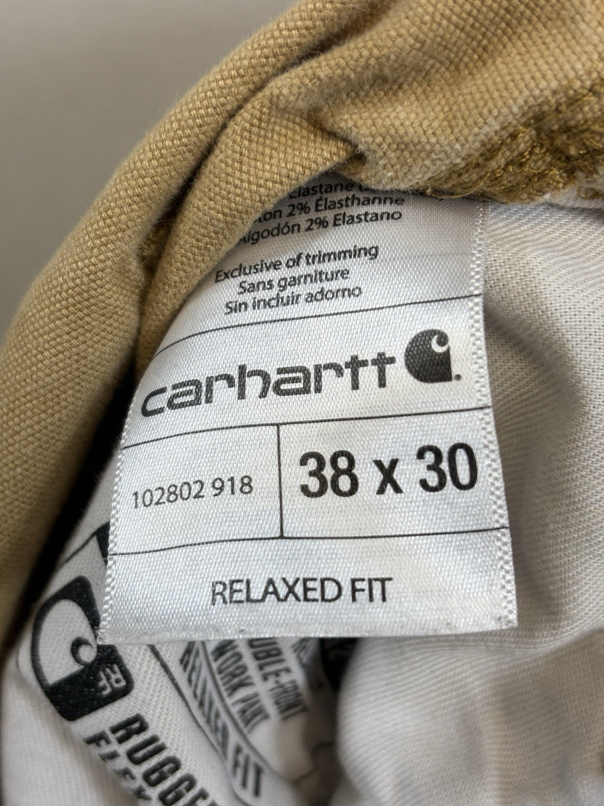 Carhartt Canvas Double Knee Brown Work Pants mens 38x30 Relaxed Fit Rugged