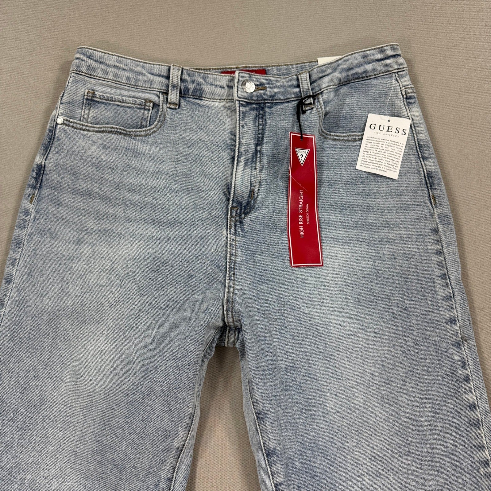 New Guess Los Angeles Jeans High Rise Straight Leg mens 32x28 Denim Baggy